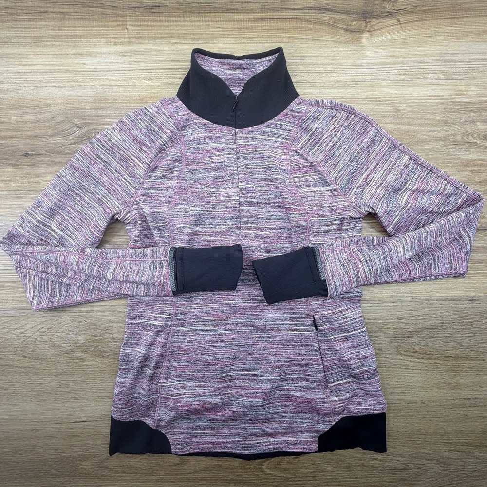 Lululemon Runderful heathered pink 1/2 zip exercise workout pullover jacket 8‎
